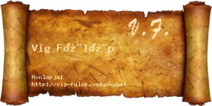 Vig Fülöp névjegykártya
